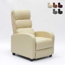 Poltrona relax reclinabile con poggiapiedi in similpelle Alice Colore: Beige