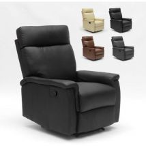 Le Roi Du Relax - Poltrona Relax Reclinabile con Poggiapiedi in Similpelle Design Aurora Colore: Nero