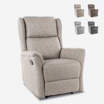 Le Roi Du Relax - Poltrona relax reclinabile manuale con poggiapiedi in tessuto Hope Colore: Beige