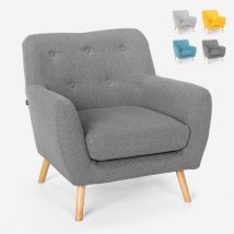 Le Roi Du Relax - Poltrona salotto design moderno stile nordico in legno e tessuto Modesto Colore: Grigio Scuro