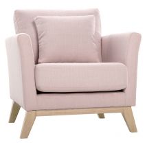 Miliboo - Poltrona scandinava sfoderabile tessuto rosa oslo
