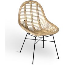Okaffarefatto - Poltrona sedia bety in vero legno di bambu di con gambe in ferro verniciato