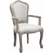 Homeness - Poltrona sedia da interno in legno con schienale e seduta imbottiti Adriana - White