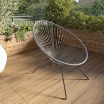 Arreditaly - Poltrona Sedia Relax Con Seduta a Corde Intrecciate Ovale e Struttura In Acciaio Robusto Arredo Arredamento Giardino Esterno Terrazzo