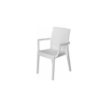Poltrona Sedia Resina Bistrot Bianco Effetto Rattan Per Terrazzi Bar