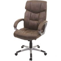 HHG - Poltrona sedia ufficio girevole regolabile 776 design moderno tessuto effetto scamosciato marrone