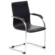 Poltrona Ufficio Sedia Attesa Slitta Acciaio Cromato Eco Pelle Mod. Stand Nero