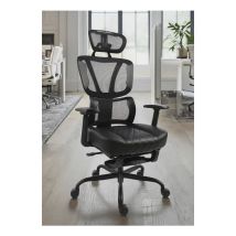 Bissolo Casa – poltrona ufficio in ecopelle nera – altezza 117/125 cm, larghezza 68 cm, profondità 64 cm