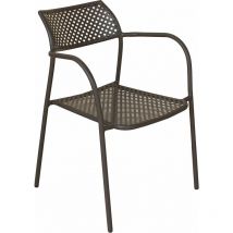 Sedia poltrona impilabile da giardino con struttura in acciaio e braccioli Tamigi - Darkgray