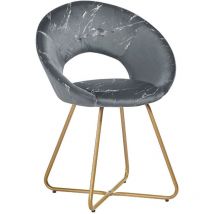 Iperbriko - Poltroncina en velours gris avec pieds en métal doré 65 x 60 x 82 cm
