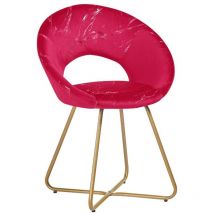 Iperbriko - Poltroncina en velours rouge avec pieds en métal doré - 65x60x82 cm