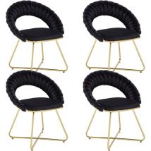 Wahson Office Chairs - Set di 4 Poltrone Imbottita in Velluto Poltrona Salotto Moderna con Gambe in Metallo Oro Sedia da Salotto Poltrocina, Nero,
