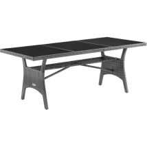 Poly Rattan Dining wpc Table 190x90x75cm Weather-Resistant Garden Patio Furniture - Black, Brown, Cream, Grey Grey - Casaria