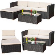 Melko Ensemble de meubles de jardin en rotin - canapé avec table, tabouret et chaise, en polyrattan, résistant aux intempéries et robuste, ensemble