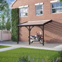 Rutland County Garden Furniture Ltd - Polycarbonate Roof Car Port 2 Post - Wood - L300 x W290 cm - Rustic Brown