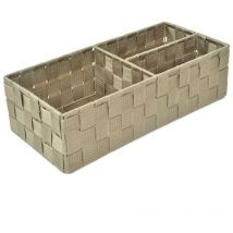 Polyester Schublade in Taubengrau, 3 Fächer, 37x17x10 cm