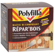 Polyfilla - Mastic Bi-composant repar'bois - Très grande solidité - Intérieur et Extérieur - Beige 2x250g