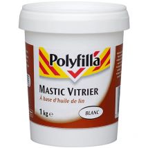 Polyfilla - Mastic Vitrier à base d'huile de lin - Fixation des vitres aux fenêtres - Pâte Blanc 1Kg