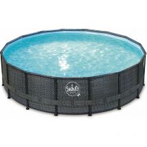 Elite Frame Pool rund - Rattan dunkel grau 427 x 107 cm Solo - Polygroup