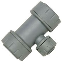Polypipe - PolyPlumb PB112210 22mm x 22mm x 10mm Reduced Branch Tee - Grey 5 Pack