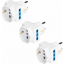 Polypool 3 Adattatori Presa Tedesca Schuko e Spina Italiana 16A 2P+T 2 prese, 10-16A 2P+T 1 presa (Standard 10A e 16A Terra Laterale), Bianco,