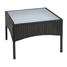 Estexo - Polyrattan Beistelltisch Loungetisch Rattan Gartentisch Balkontisch Schwarz