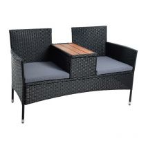 Polyrattan Gartenbank Rattan Bank Sitzbank 2-Sitzer Gartenmöbel Balkon Schwarz