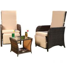 Melko Sitzgarnitur Poly Rattan Gartenset Braun Gartenmöbel Lounge Sessel Tisch
