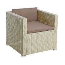 Polyrattan Loungesessel Gartensessel Rattan Sessel Gartenstuhl Rattanstuhl Beige