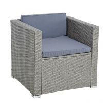 Estexo - Polyrattan Loungesessel Gartensessel Rattan Sessel Gartenstuhl Stuhl Grau-Mix