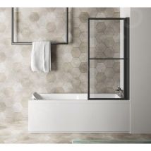 Polysan Kagera - Paroi de baignoire pneumatique 710 mm, noir mat/verre clair 30336B