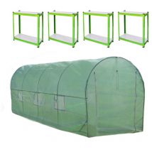 Monster-shop - Polytunnel mit Folie und Regale Gewächshaus Treibhaus Tomatenhaus Pflanzenhaus Folientunnel 25mm 6m x 3m