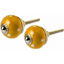 Pomelli per porte in ceramica con puntini (set di 2)