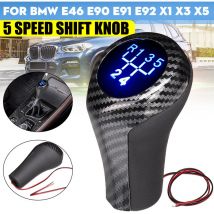 Mohoo - Pomello del cambio Manopola del cambio dell'automobile per bmw E46 E90 E91 E92 X1 X3 X5 nero/fibra di carbonio 5 velocità