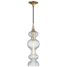Pomfret 1 Light Pendant With Clear Glass Brass, Glass