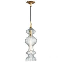 Hudson Valley - Pomfret Suspension à 1 lumière avec verre clair Laiton, verre