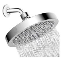 Shmshng - Pomme de Douche de 15cm - Pommeau de Douche Rond à Haute Pression en Acier Inoxydable 304 pour une Douche Confortable à Basse Pression