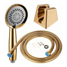 WAY - Pomme de douche en plastique doré - Économie d'eau - Style européen - Avec pommeau de douche doré