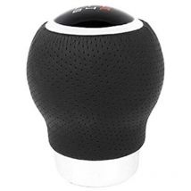 Pommeau Cuir Noir Rond Bague Marche Ar + 3 Pastilles De Vitesses