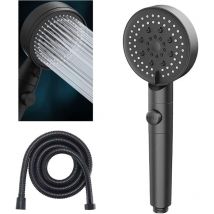 Tigrezy - Pommeau de Douche à économie D'eau à 5 Modes,Pommeau de Douche Réglable,Arrêt à Un Bouton,Haute Pression Salle de Bain Universel (Noir)
