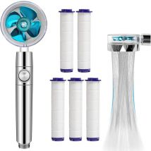 Pommeau de Douche Anti Calcaire,Helice Haute Pression Pivotant à 360 ° Filtre avec 5 Filtres Coton pp Remplaçable