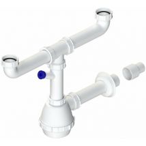 Siphon 2 voies avec raccord lave-vaisselle et adaptateur l.b. plast D250-AL-3 blanc