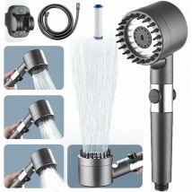 Sunxury - Pommeau de Douche Haute Pression, Douchette Douche Salle de Bain 4 Modes Réglable, Anti Calcaire Douchette Massant avec Stop Eau, Pommeau
