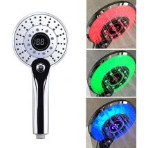 Alovez - Pommeau de Douche led, Douchette de Douche led 3 Couleurs Contrôle de la température Douchette à Main avec Affichage de Température Digital