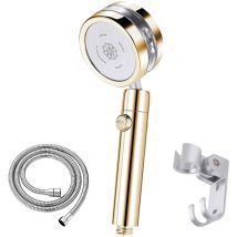 Lifcausal - Pommeau de douche à main haute pression avec support de tuyau de 1,5 m, ventilateur turbo, interrupteur de pause marche/arrêt, pomme de