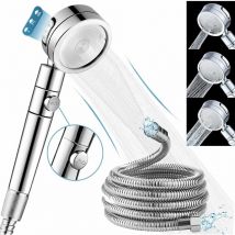 Grid Cool - Pommeau de douche, pommeau de douche avec tuyau de 1,5 m, douchette à main, douche à effet pluie, économie d'eau et interrupteur