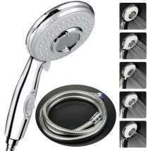 Duschkopf + 2 M Flexibler Duschschlauch, Duschkopf Mit Schlauch, 5 Wassersparmodi Und Umschalttaste, Hochdruck-handbrause Aus Edelstahl