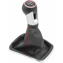 Pommeau de levier de vitesses 5 vitesses avec soufflet de levier de vitesses compatible pour VW Golf 4 IV 1J0711113, Ø 12 mm couture noire rouge,