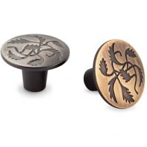 Pomo 36 mm R.8521805 Cuero (PROVENCE) - PROVENCE - Pomo redondo con grabado floral