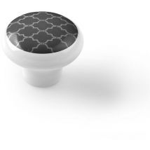 REI - Pomo de porcelana negro, dimensiones: 40x40x31mm ø: 40mm -